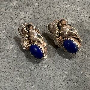 EUC. Sterling silver & lapis lazuli earrings.
